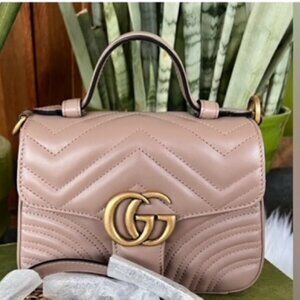 GG Marmont Top Handle Flap Bag  matellasse Leather  , New in Box